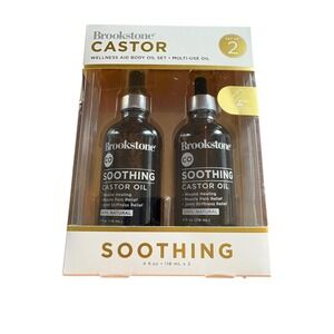 Brookstone Castor Oil Body Oil‎ Set 2pk 4oz Bottles New Soothing Natural